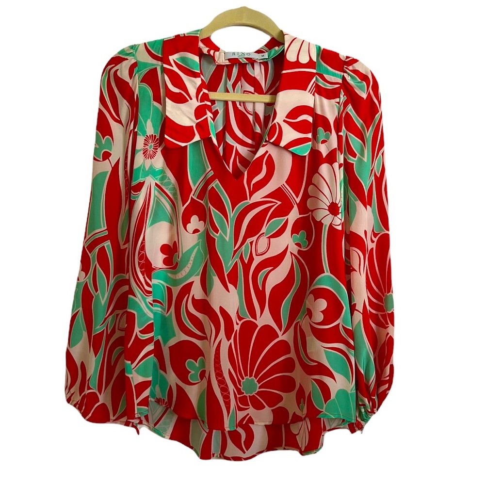 Rixo London long sleeve silk top size M. NWOT.
